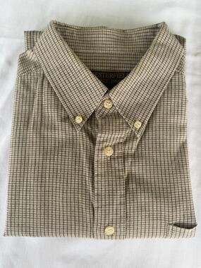 Preppy Dadcore Timeless 100%Cotton Chesterfield Since 1968 Brown/Tan Shirt XL